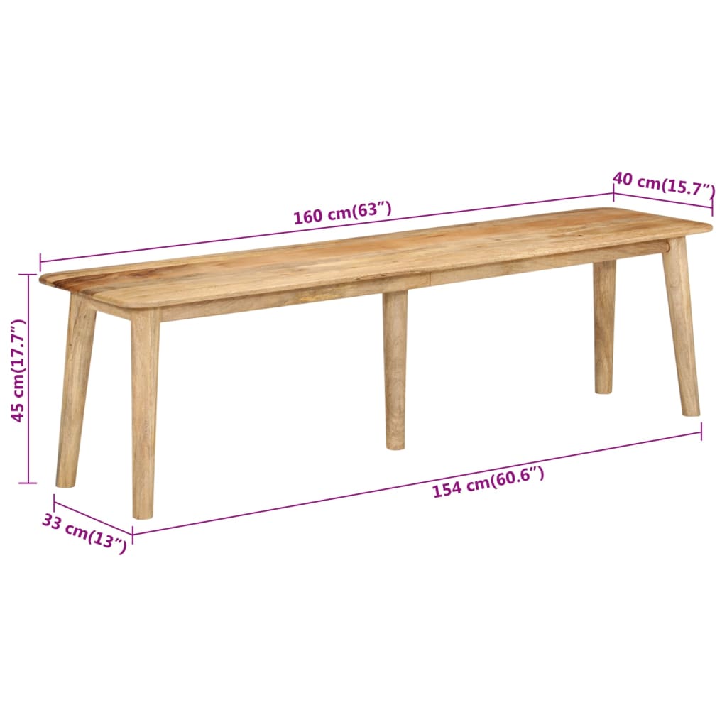 vidaXL Bankje 160x40x45 cm massief mangohout