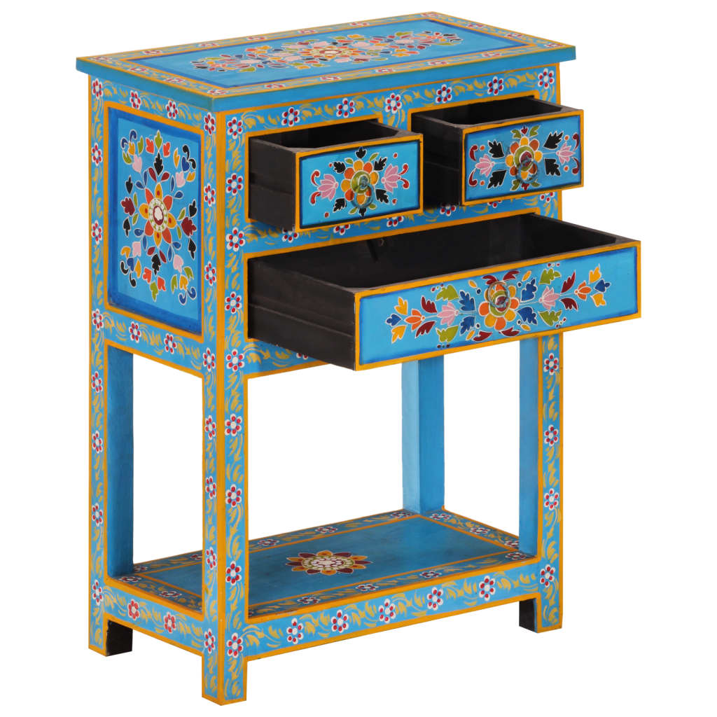 vidaXL Dressoir met lades handgeschilderd massief mangohout turquoise