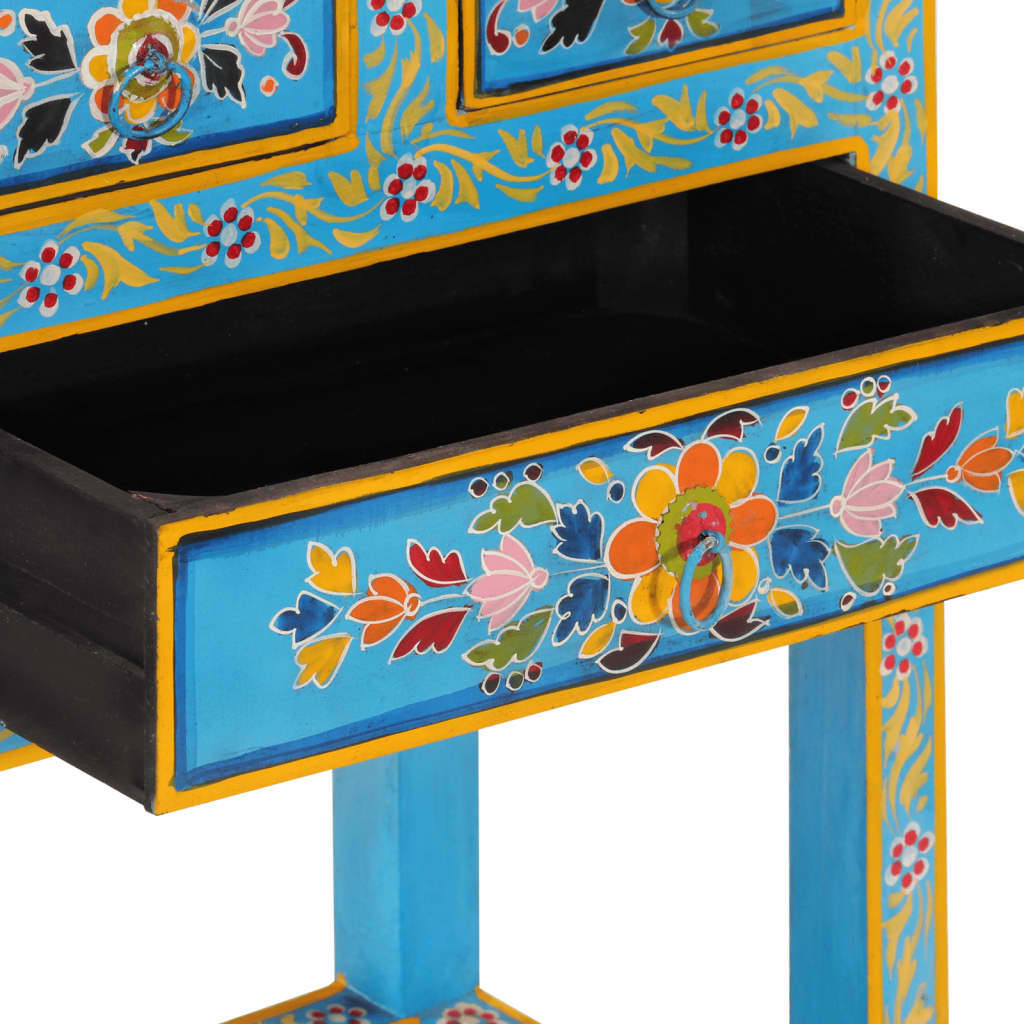 vidaXL Dressoir met lades handgeschilderd massief mangohout turquoise
