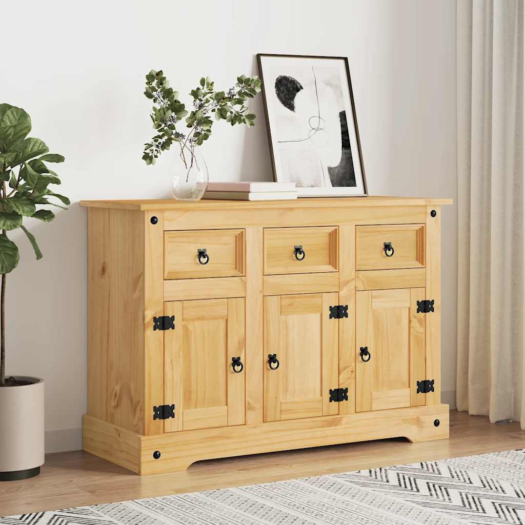 vidaXL Dressoir "Corona" Bruin 112x44x78 cm Massief Hout Mexicaans Dennenhout