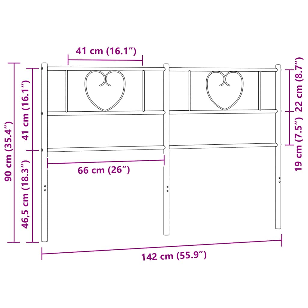 vidaXL Vervangend hoofdbord 75 cm metaal zwart