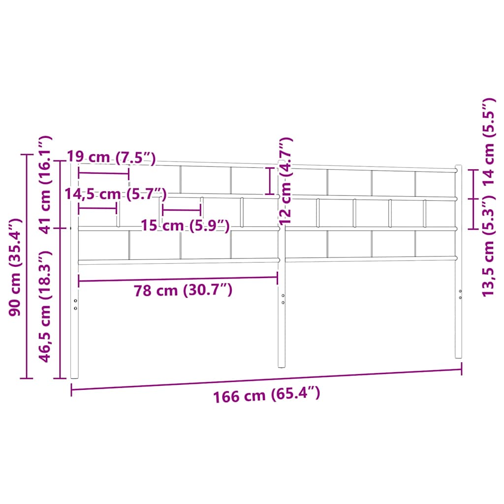vidaXL Replacement Headboard 75 cm Metal Black