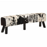 vidaXL Bankje 160x28x50 cm echt geitenleer bruin en wit