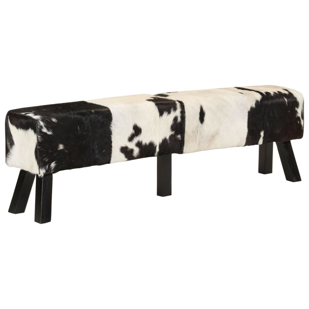 vidaXL Bankje 160x28x50 cm echt geitenleer bruin en wit