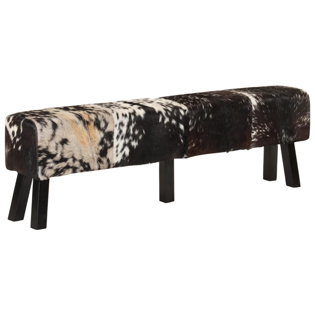 vidaXL Bankje 160x28x50 cm echt geitenleer bruin en wit