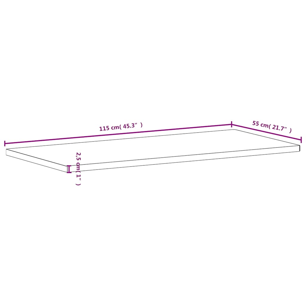 vidaXL Desk Top 80x55x2.5 cm Solid Beech Wood