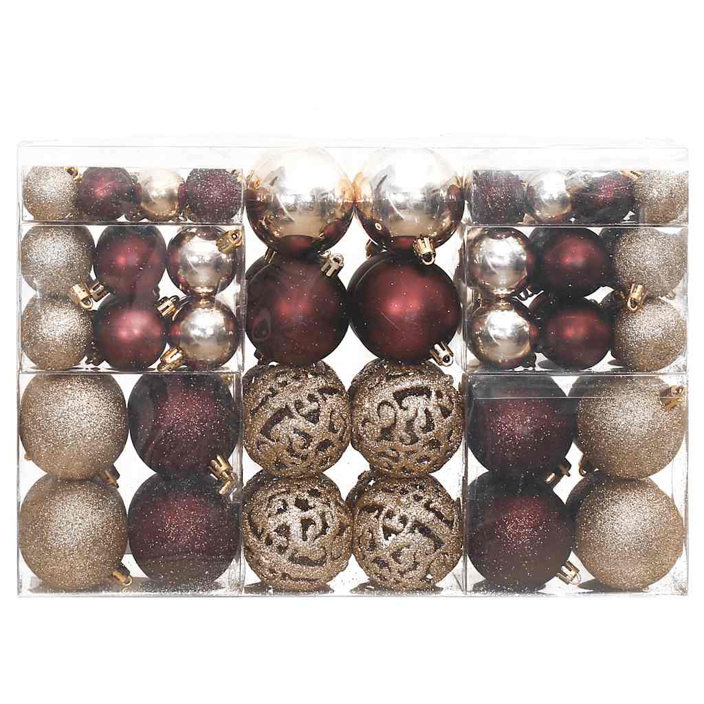 vidaXL 100-piece Christmas Ball Set 3/4/6 cm Gold