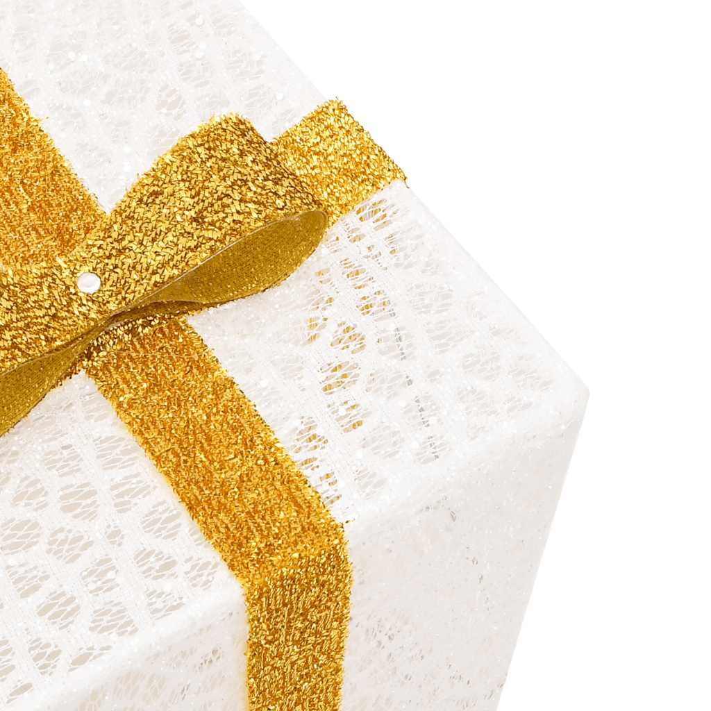 vidaXL Kerstfiguur cadeaudoos 3 st verlicht 64 warmwitte LED's