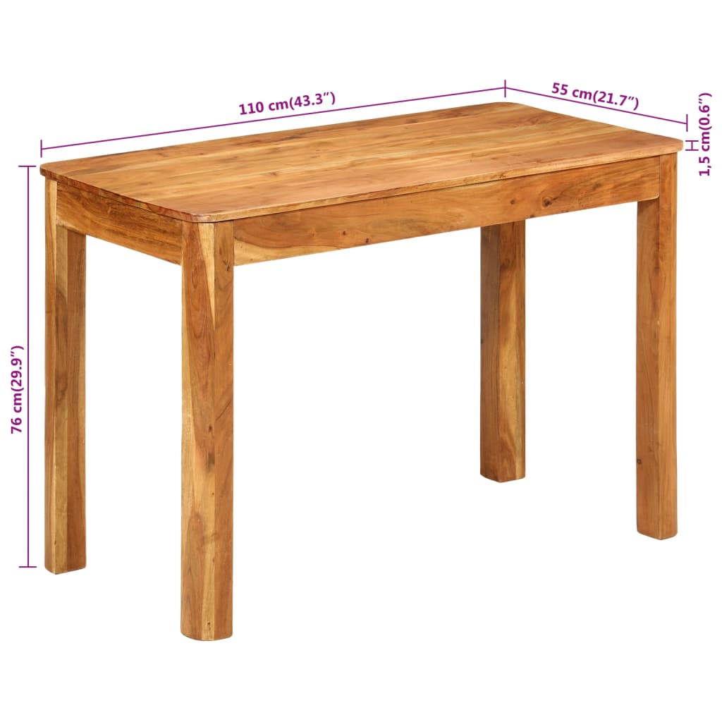 vidaXL Dining Table 110x55x76 cm Solid Acacia Wood