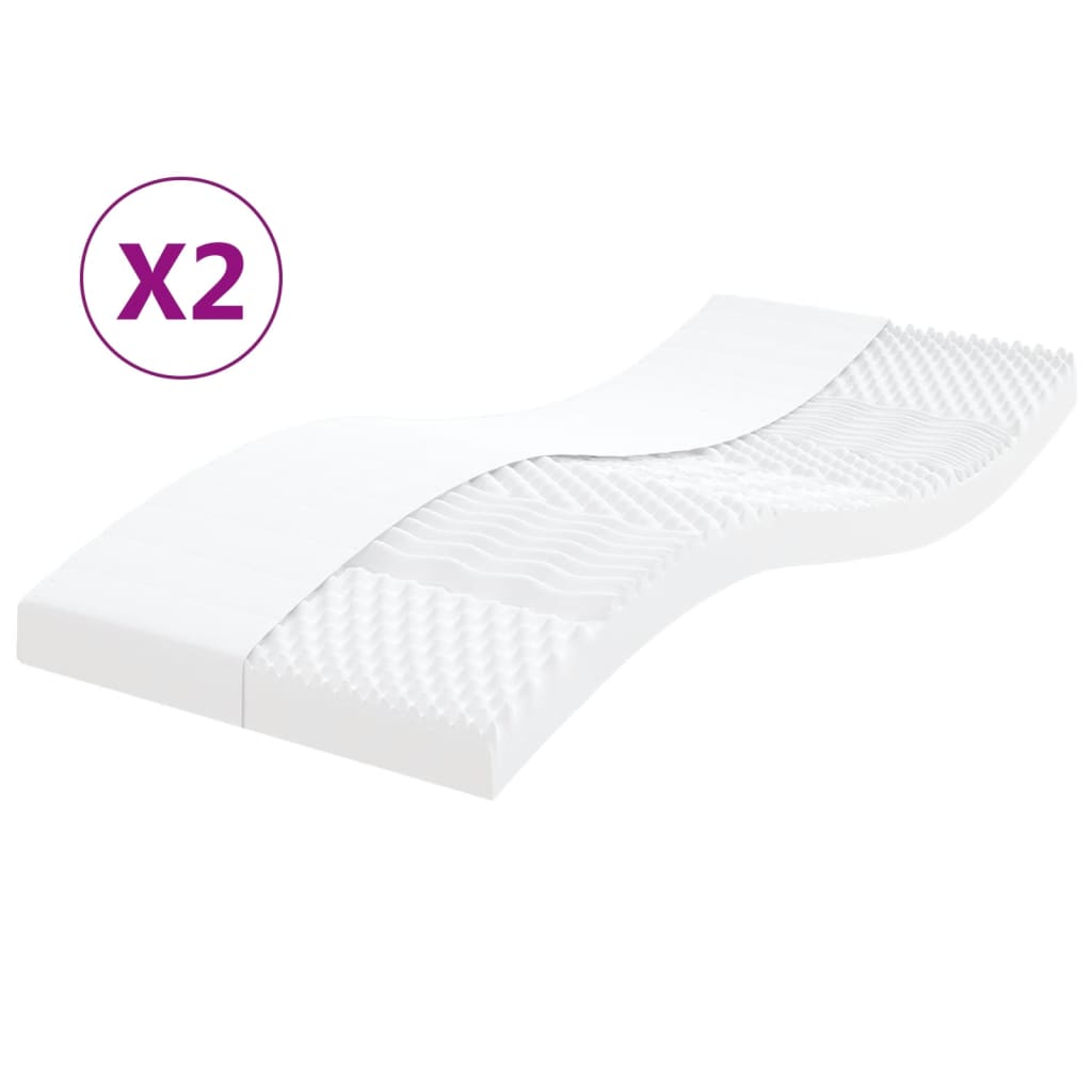 vidaXL Schuimmatras 7 zones hardheid 20 ILD 80x200 cm wit