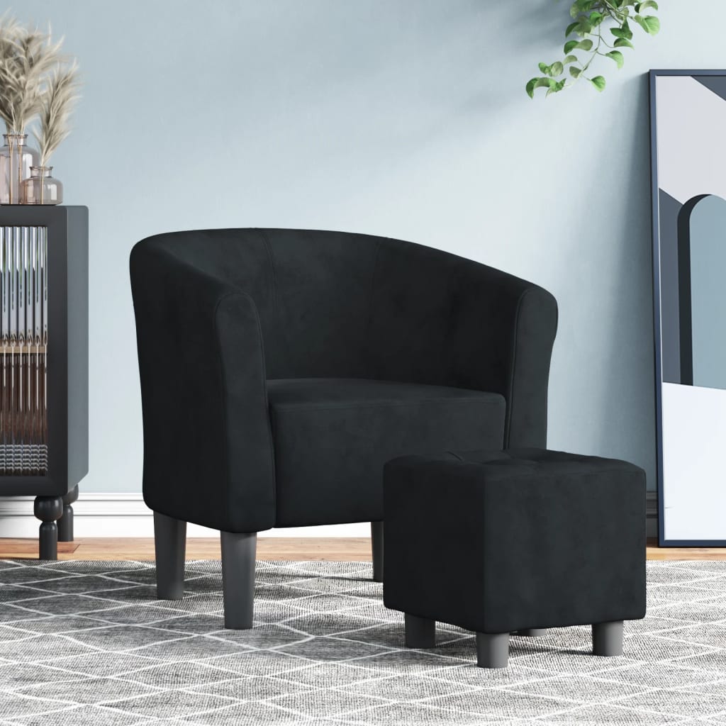 vidaXL Kuipstoel met voetenbankje fluweel lichtgrijs