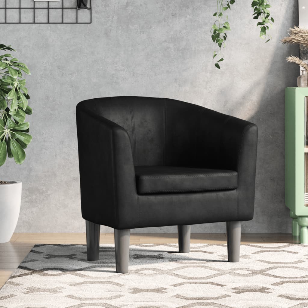 vidaXL Tub Chair faux leather black