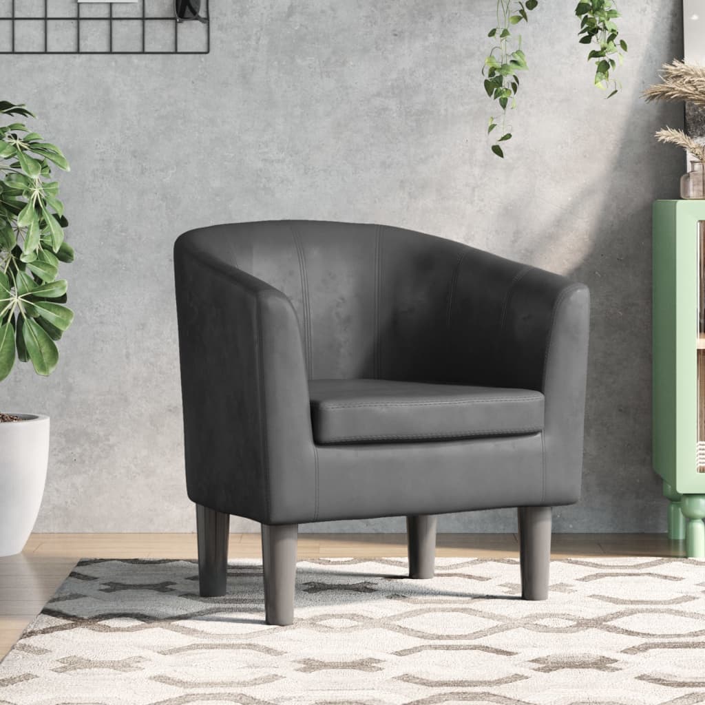 vidaXL Tub Chair faux leather black