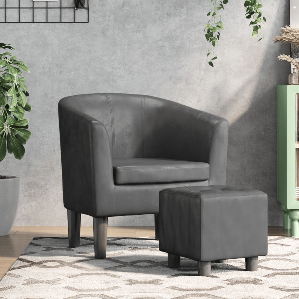 vidaXL Tub Chair faux leather black