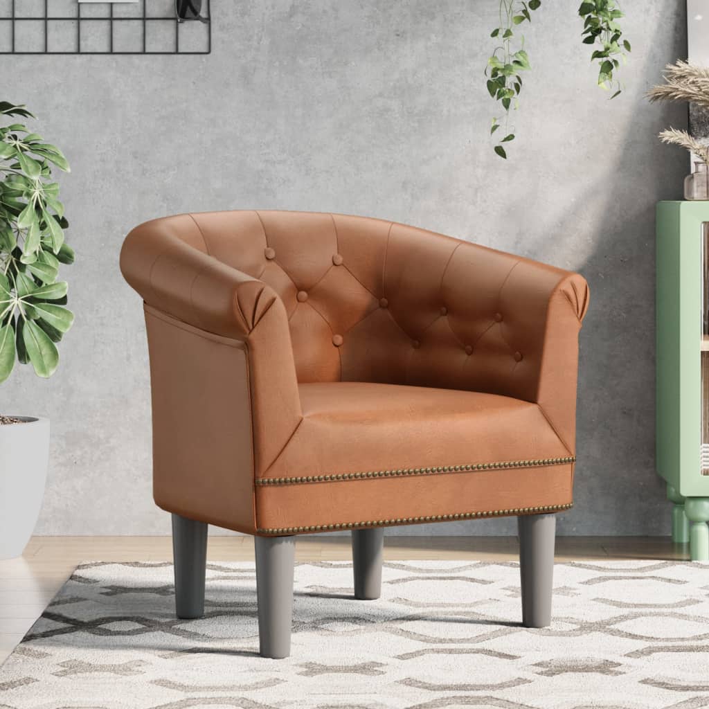 vidaXL Cantilever chair artificial leather brown