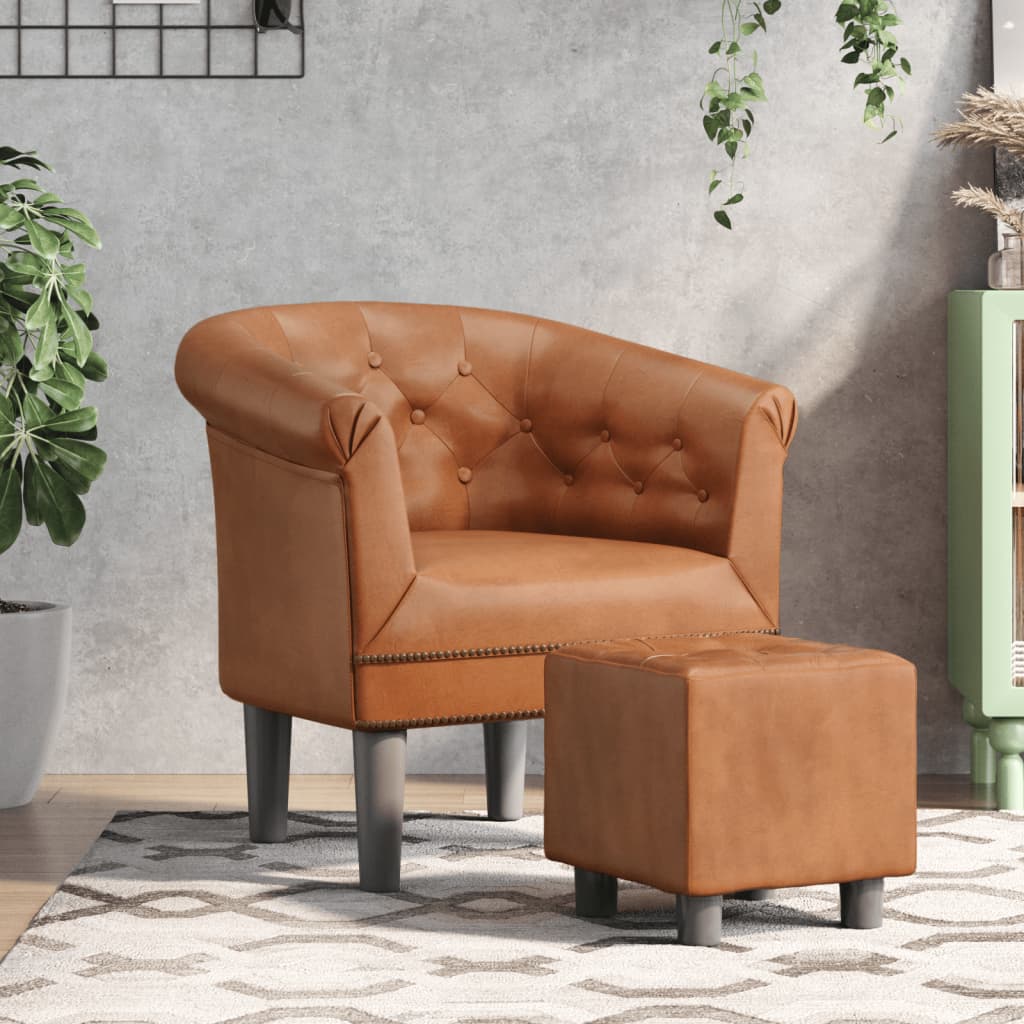 vidaXL Cantilever chair artificial leather brown