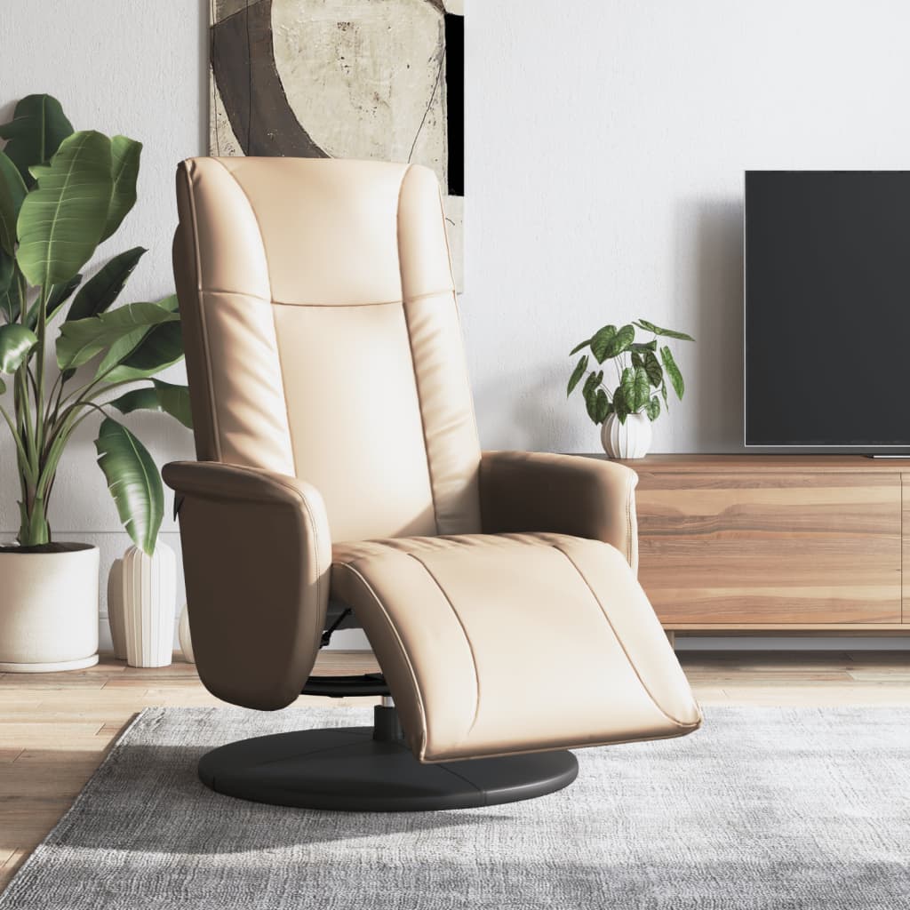 vidaXL Fauteuil verstelbaar met voetensteun kunstleer crèmekleurig