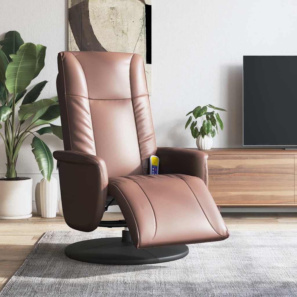 vidaXL Adjustable Massage Recliner with Footrest Faux Leather Cream