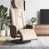 vidaXL Adjustable Massage Recliner with Footrest Faux Leather Cream