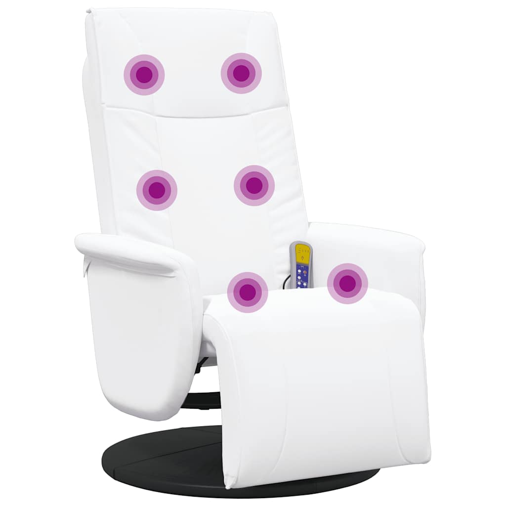 vidaXL Adjustable Massage Recliner with Footrest Faux Leather Cream
