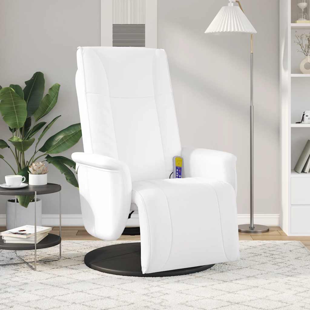 vidaXL Adjustable Massage Recliner with Footrest Faux Leather Cream