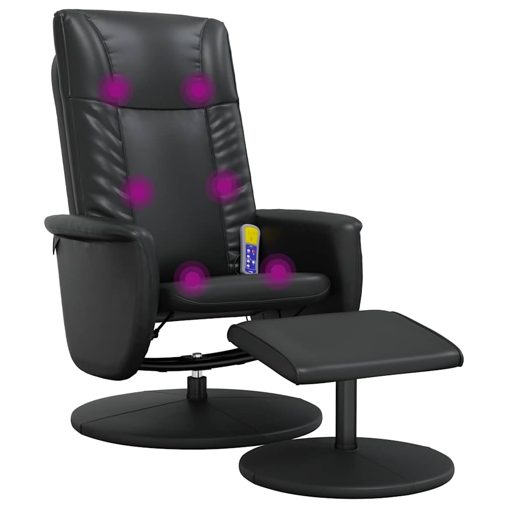 vidaXL Adjustable Massage Recliner with Footrest Faux Leather Black