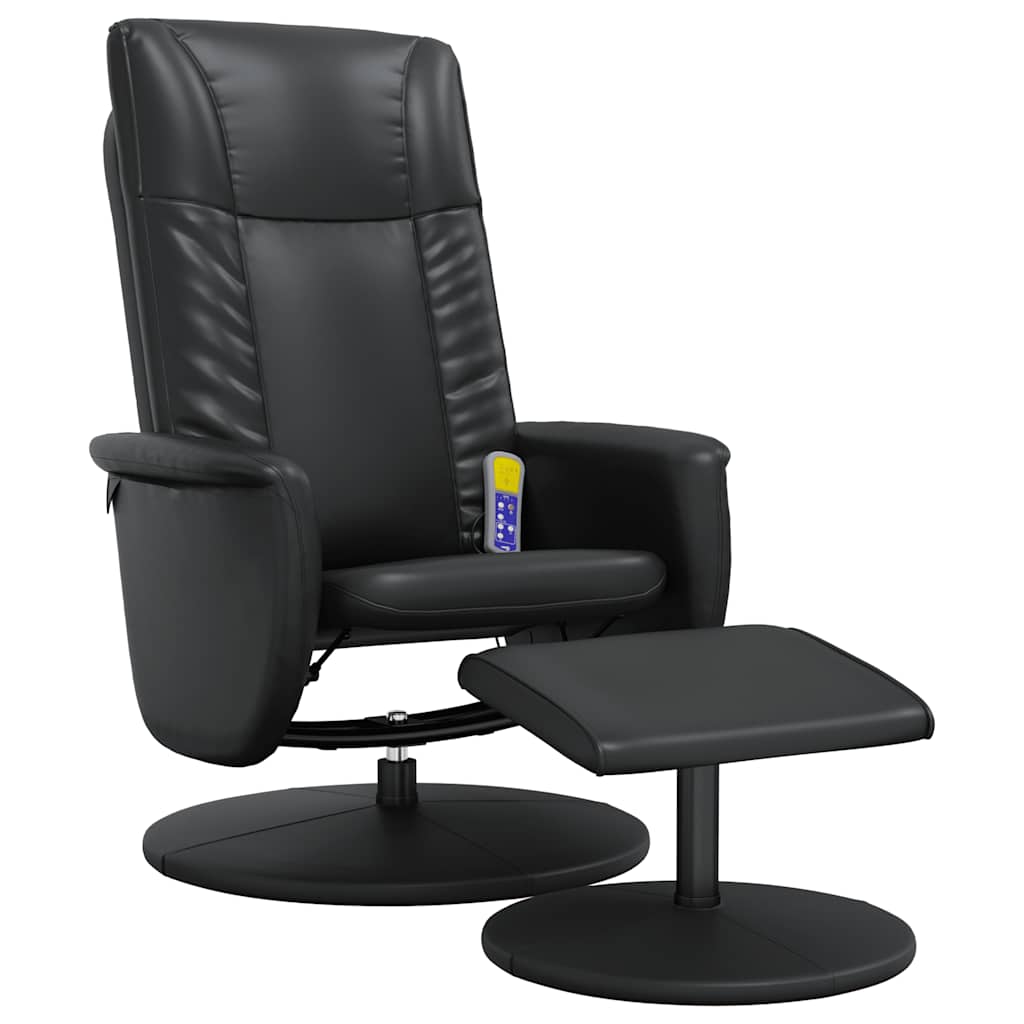 vidaXL Adjustable Massage Recliner with Footrest Faux Leather Black