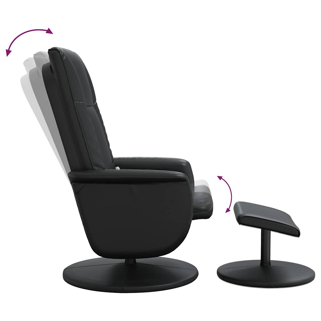 vidaXL Adjustable Massage Recliner with Footrest Faux Leather Black
