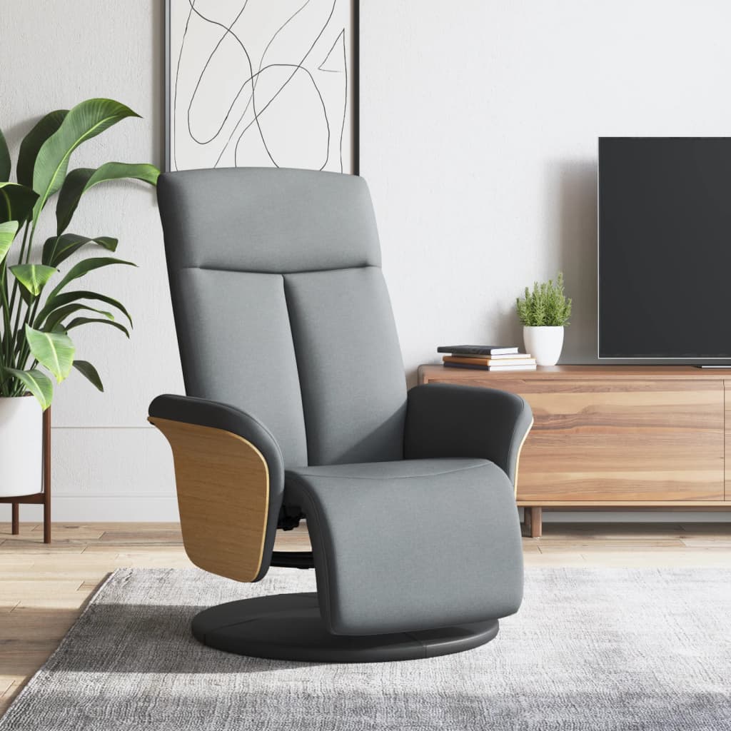 vidaXL Fauteuil verstelbaar met voetensteun stof lichtgrijs