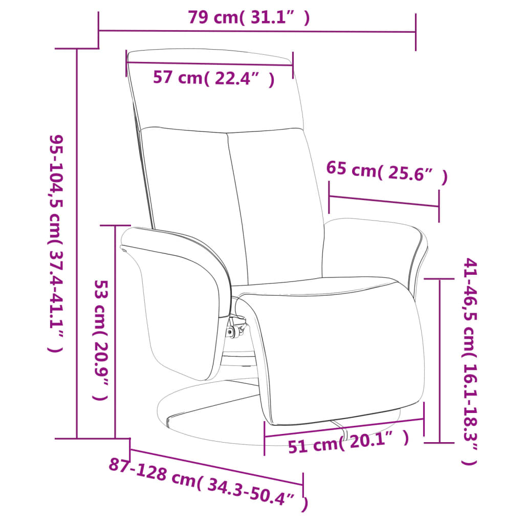 vidaXL Fauteuil verstelbaar met voetensteun stof lichtgrijs