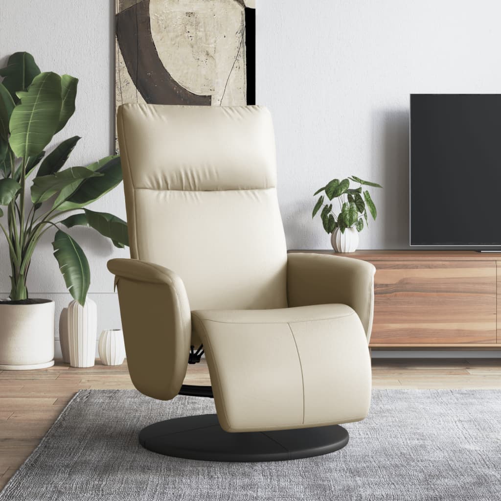 vidaXL Fauteuil verstelbaar met voetensteun kunstleer crèmekleurig