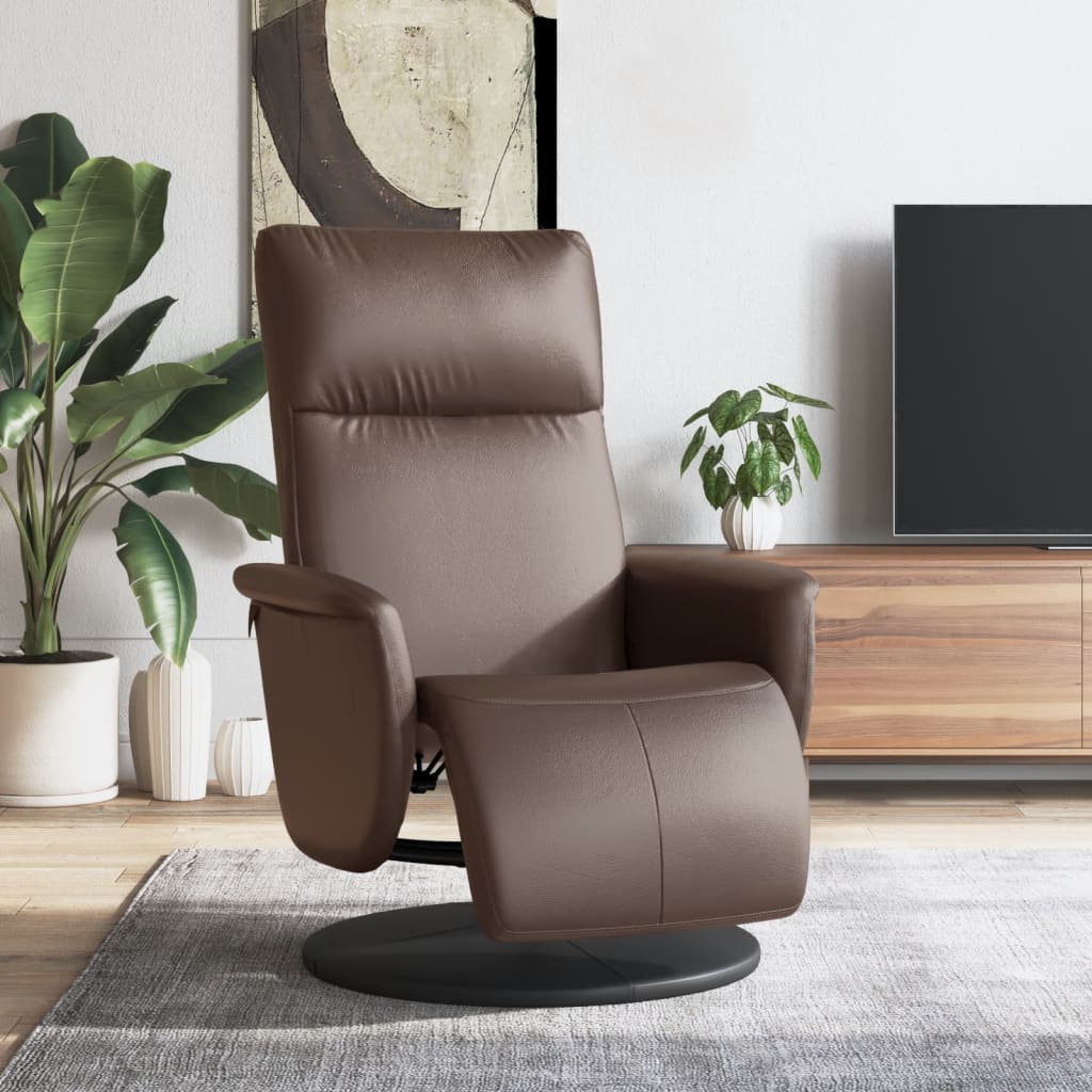 vidaXL Fauteuil verstelbaar met voetensteun kunstleer crèmekleurig