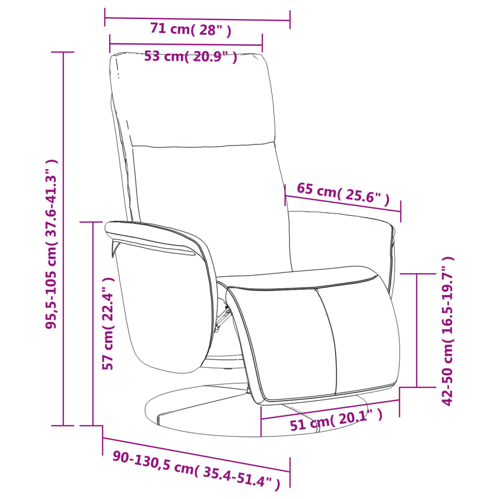 vidaXL Fauteuil verstelbaar met voetensteun kunstleer crèmekleurig