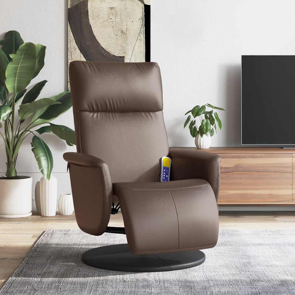 vidaXL Adjustable Massage Chair with Footrest Faux Leather Cream