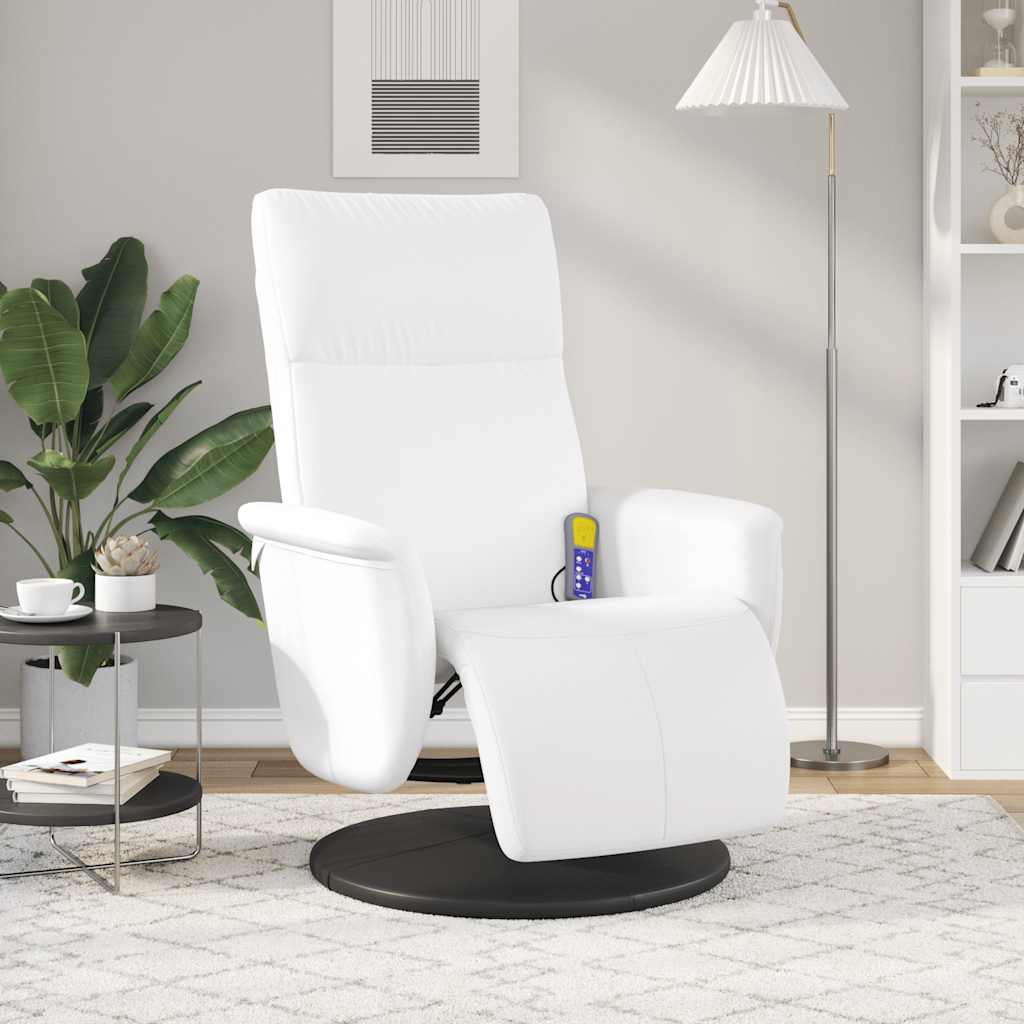 vidaXL Adjustable Massage Chair with Footrest Faux Leather Cream