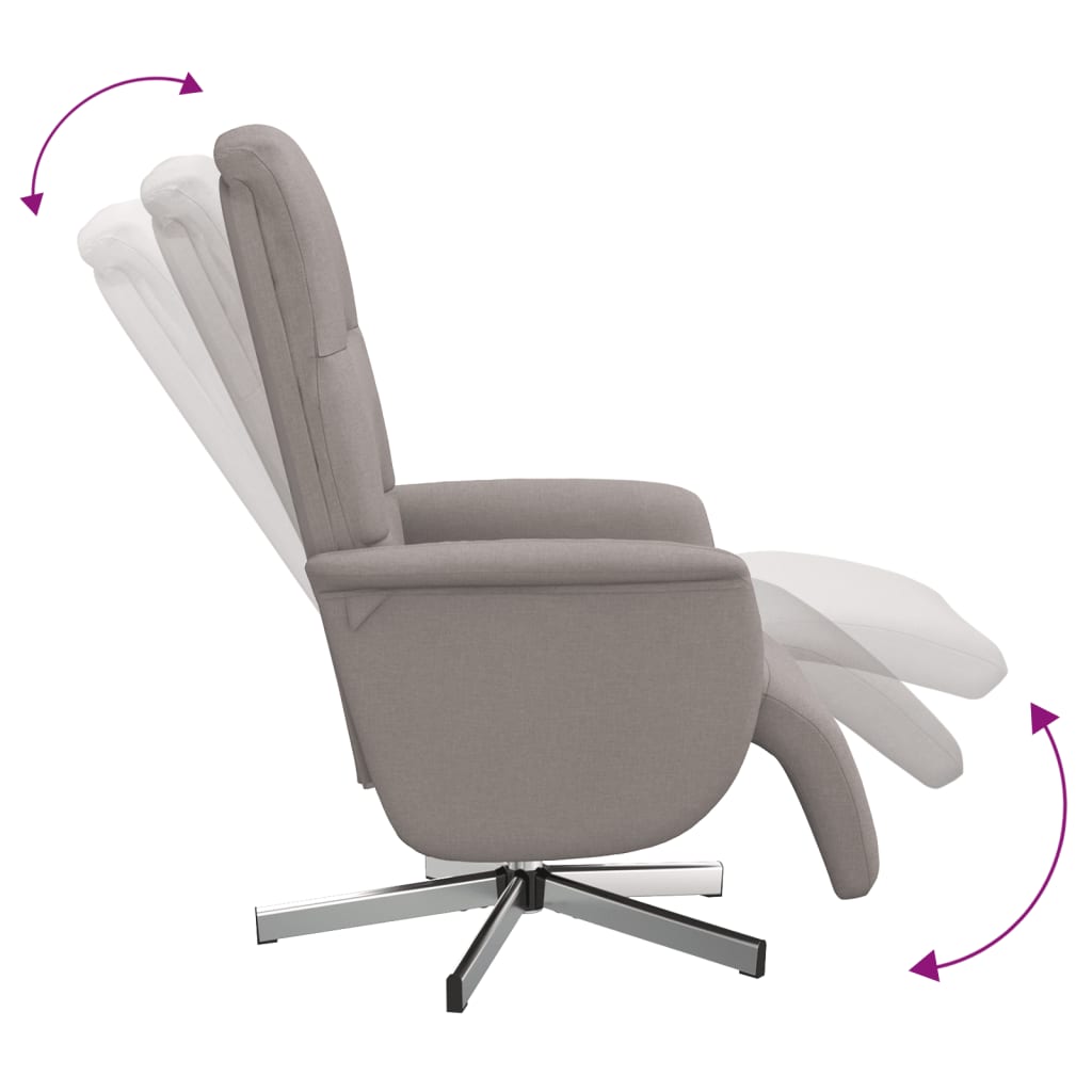 vidaXL Fauteuil verstelbaar met voetensteun stof lichtgrijs