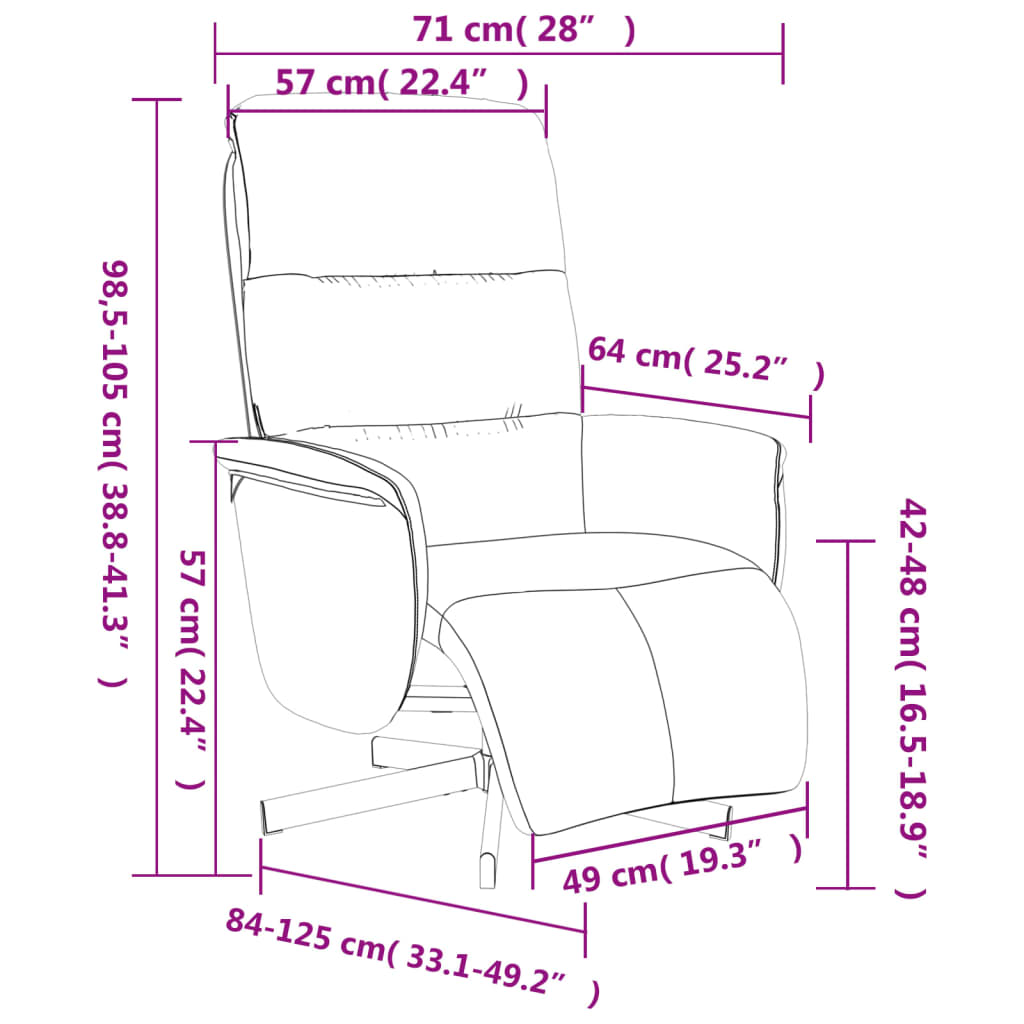 vidaXL Fauteuil verstelbaar met voetensteun stof lichtgrijs