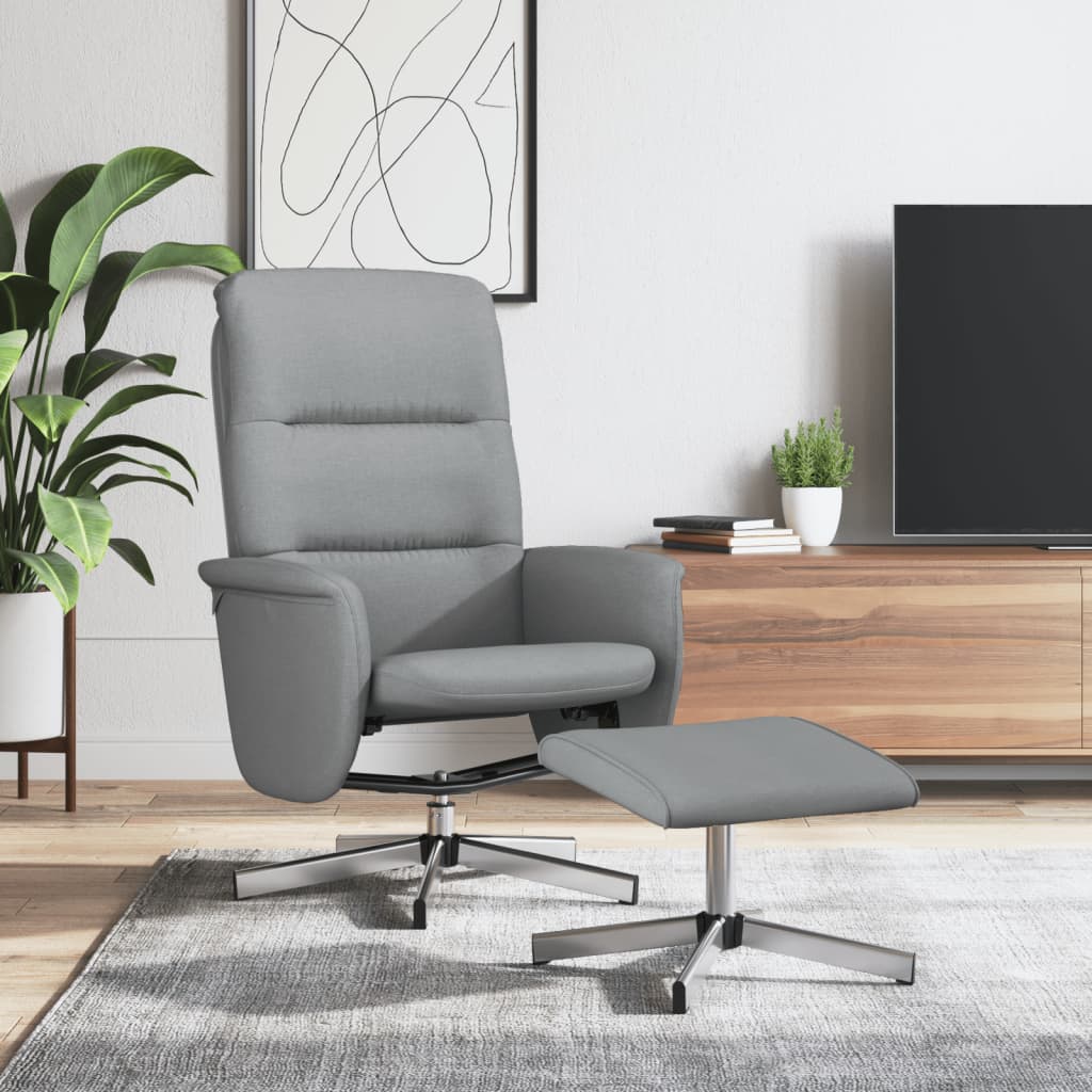 vidaXL Recliner with Footrest Fabric Light Grey