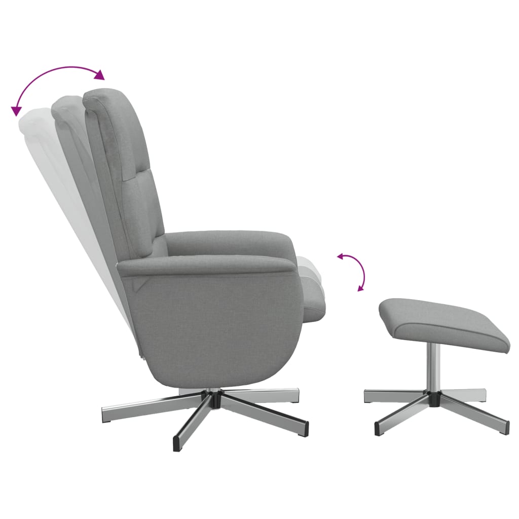 vidaXL Recliner with Footrest Fabric Light Grey