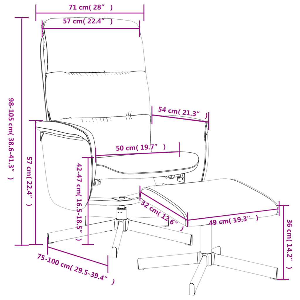 vidaXL Recliner with Footrest Fabric Light Grey