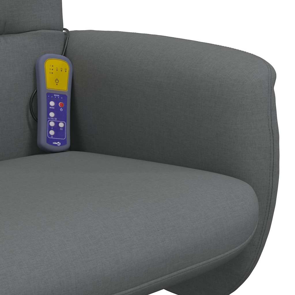 vidaXL Massagestoel verstelbaar met voetenbank stof lichtgrijs