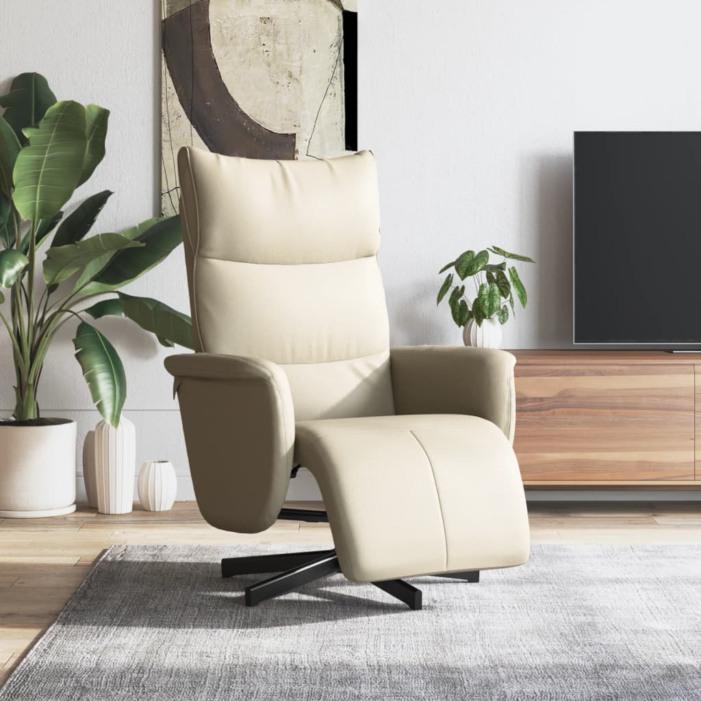 vidaXL Fauteuil verstelbaar met voetensteun kunstleer crèmekleurig