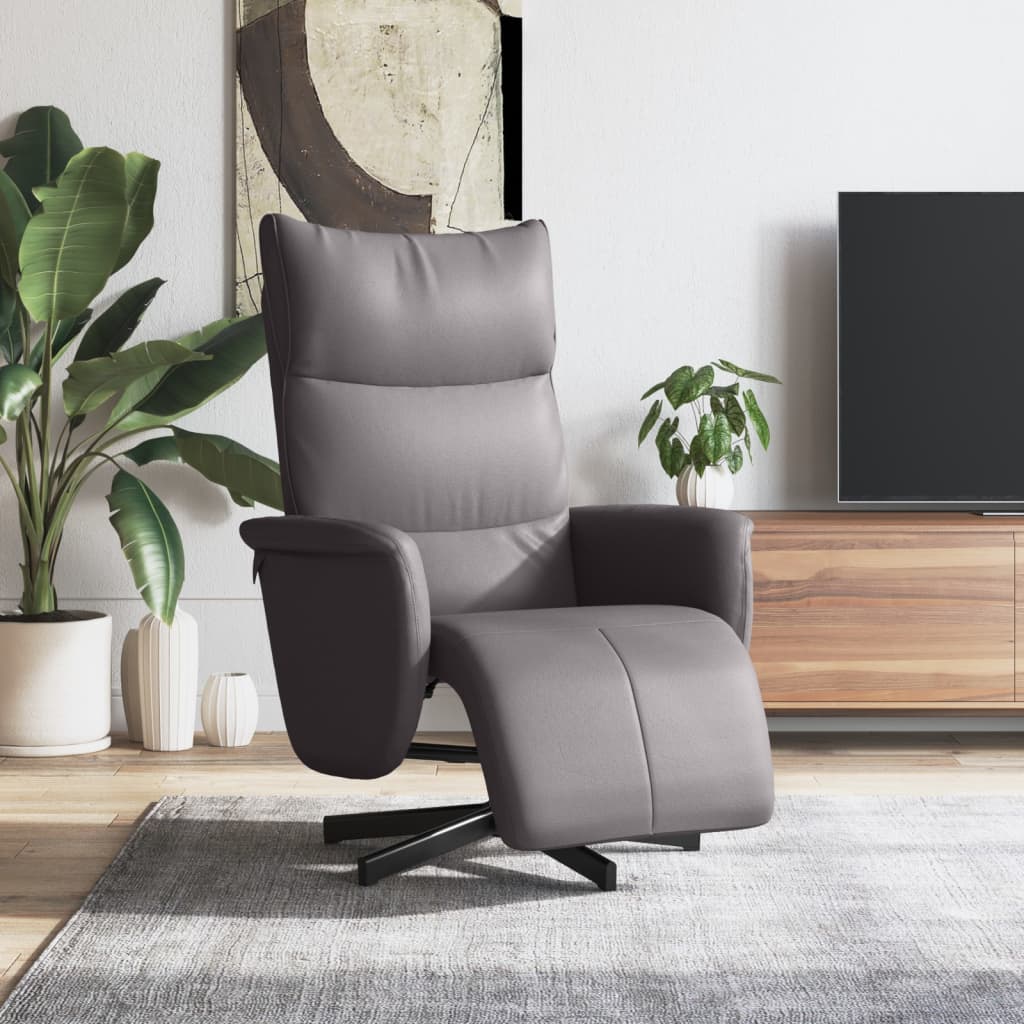 vidaXL Fauteuil verstelbaar met voetensteun kunstleer crèmekleurig