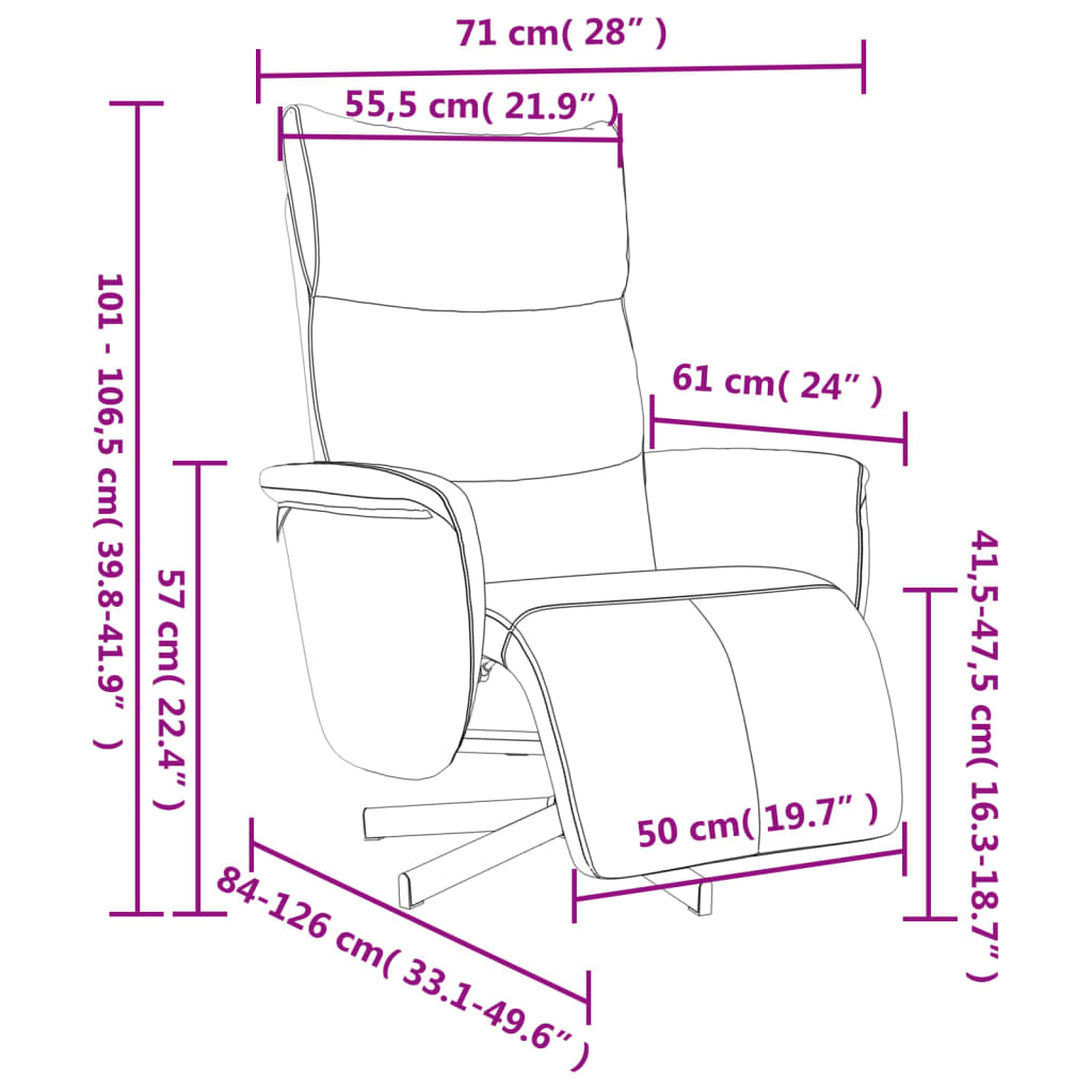 vidaXL Fauteuil verstelbaar met voetensteun kunstleer crèmekleurig