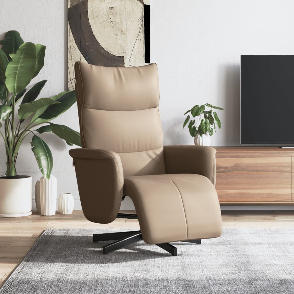 vidaXL Fauteuil verstelbaar met voetensteun kunstleer crèmekleurig