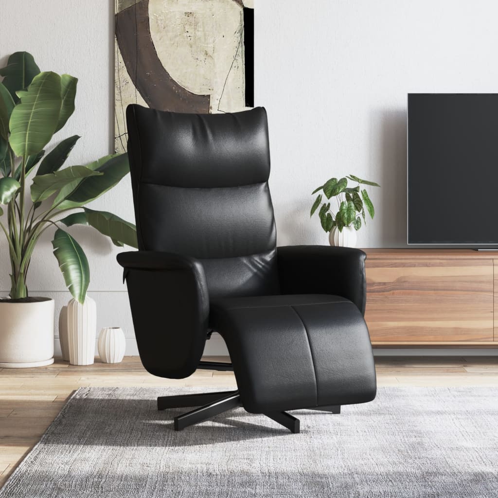 vidaXL Fauteuil verstelbaar met voetensteun kunstleer crèmekleurig