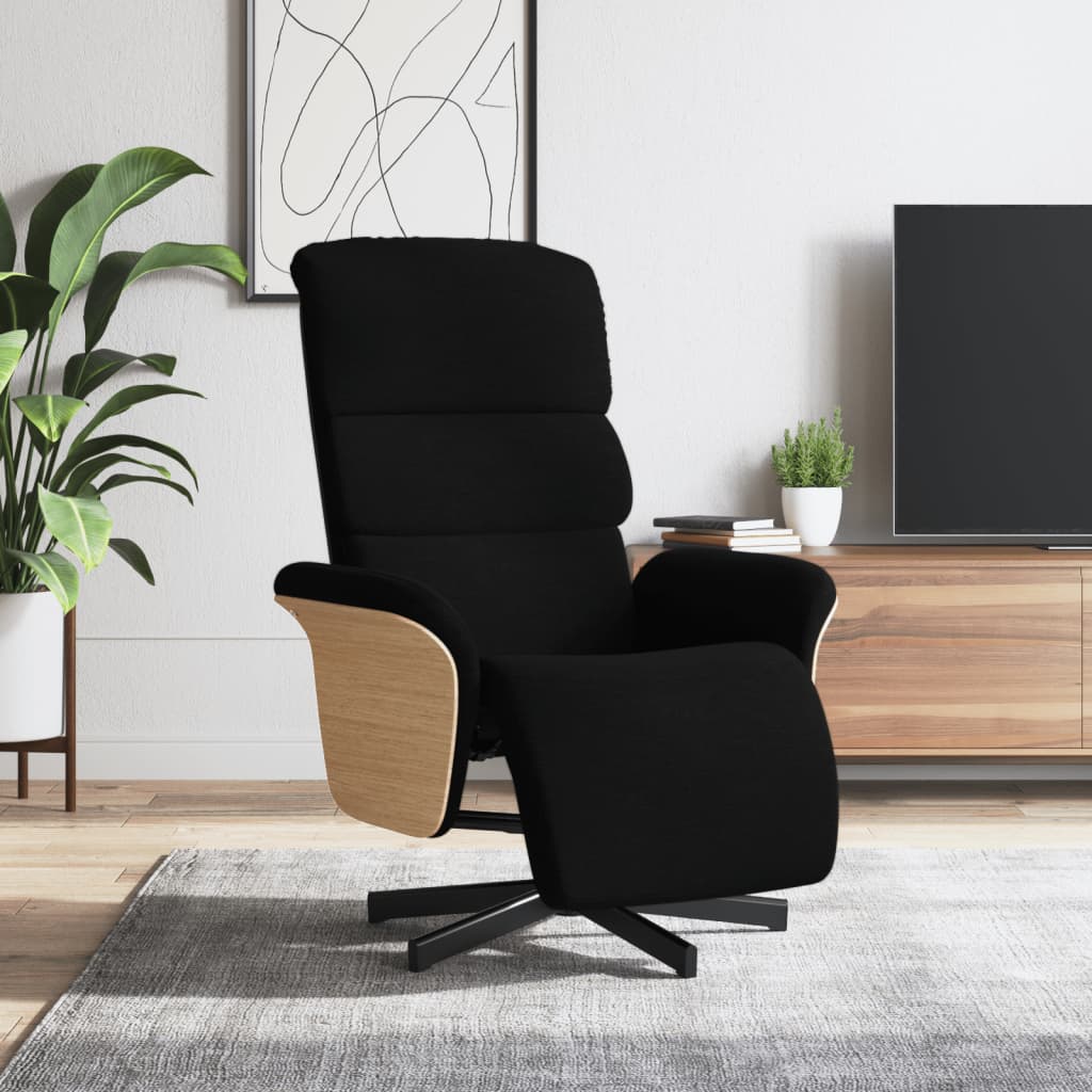 vidaXL Fauteuil verstelbaar met voetensteun stof lichtgrijs