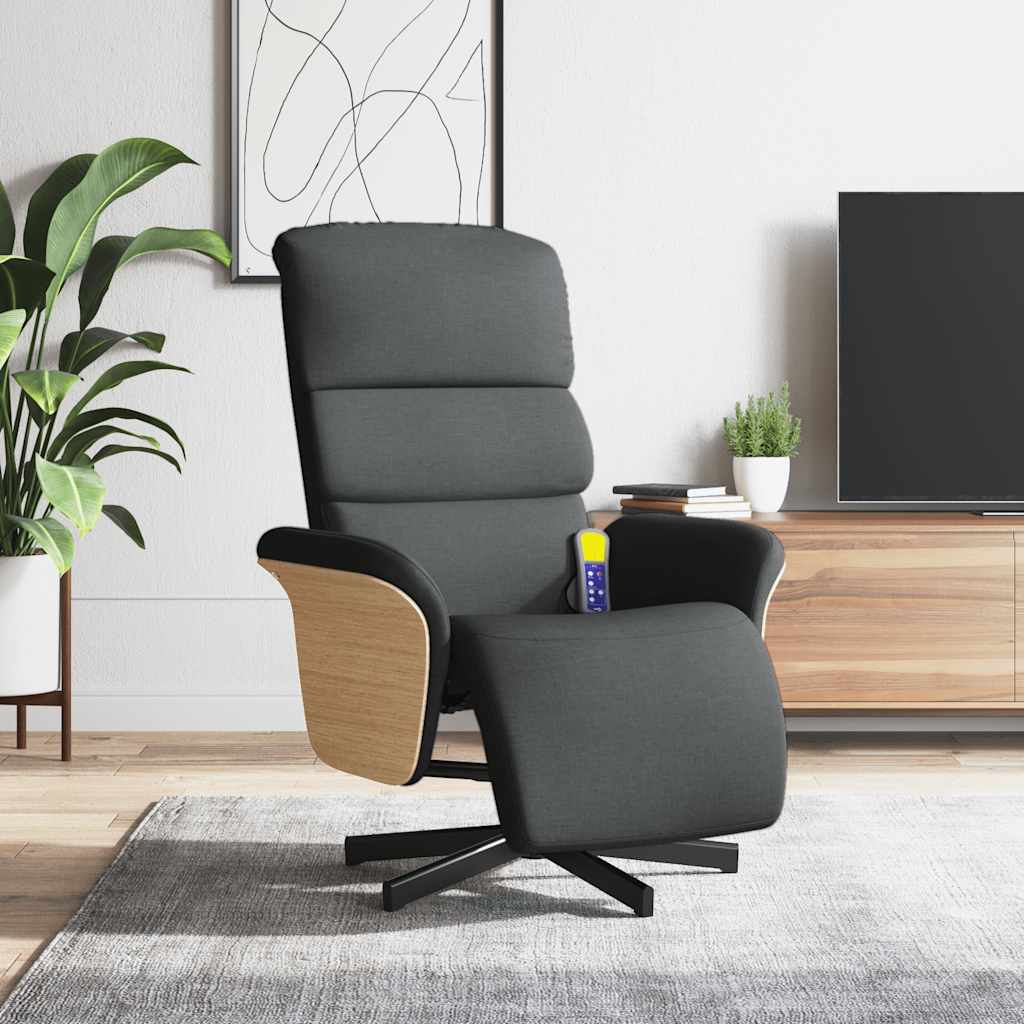 vidaXL Massagestoel verstelbaar met voetensteun stof lichtgrijs