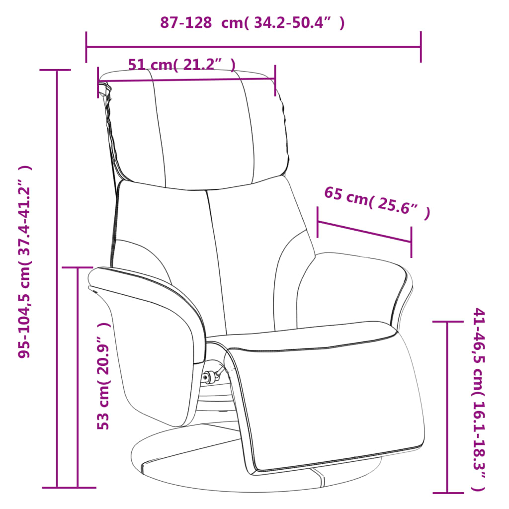 vidaXL Fauteuil verstelbaar met voetensteun kunstleer crèmekleurig