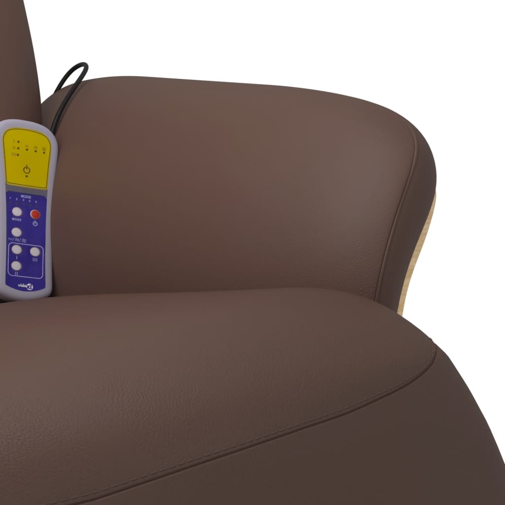 vidaXL Massagestoel verstelbaar met voetensteun kunstleer crèmekleurig